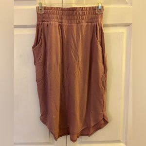 Casual Elastic Waist Skirt - Dusty Rose Color